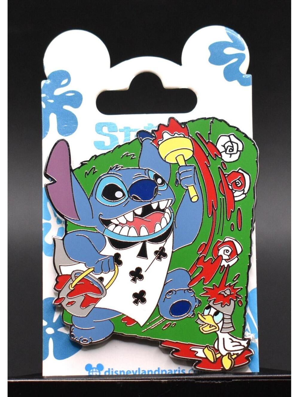 Disney Paris Stitch & Duckies Queen Of Hearts Painting The Roses Red Pin (B5)
